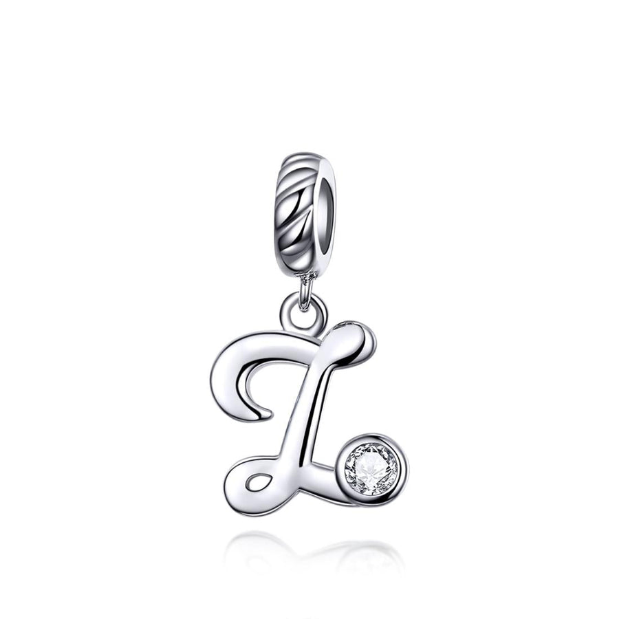 925 Sterling Silver 26 English Letter Beads For Diy Bracelets & Necklaces Style - Z
