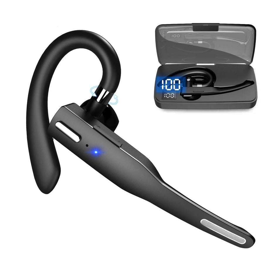 Wireless Bluetooth Earphone with Noise Cancelling & Rotatable Earhook - Charging Box & Digital Display