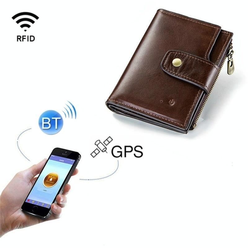 Rfid-protected Smart Bluetooth Leather Wallet