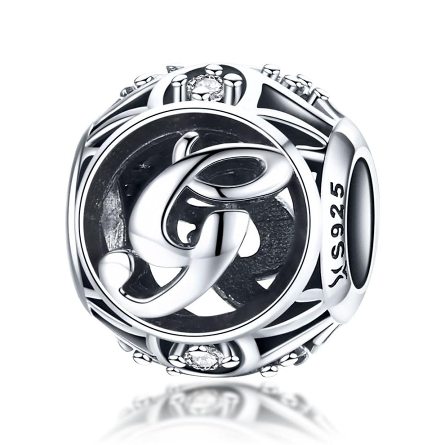 925 Sterling Silver 26 English Letter Beads For Diy Bracelets & Necklaces Style - G