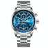 Waterproof Luminous Quartz Watch - Multifunctional 30m - White Steel-Blue