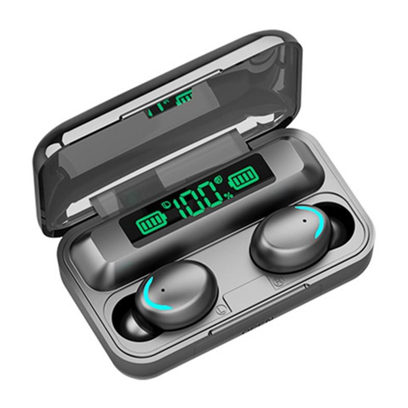 Bluetooth Earphone with Noise Reduction & Led Display - Black - Ip6D1057 Led Light Black