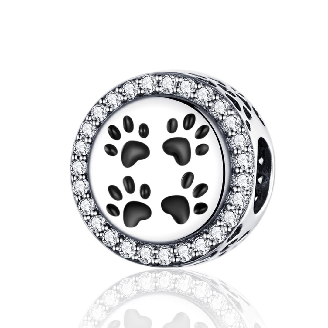 925 Sterling Silver Pet Paw Print Beads For Diy Bracelets & Necklaces