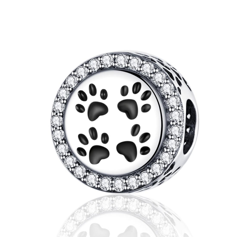 925 Sterling Silver Pet Paw Print Beads For Diy Bracelets & Necklaces
