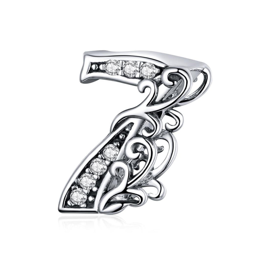 925 Sterling Silver Relief Number Series 0 9 Beads For Diy Bracelets And Necklaces Style - 7