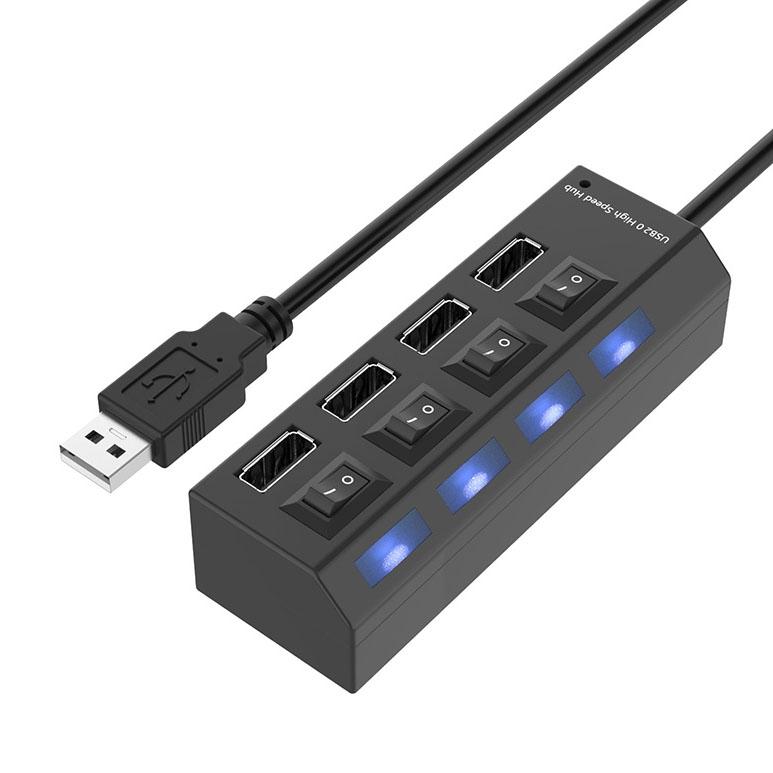 4-Port Usb Hub With High Speed 2.0 Splitter And On / Off Switch