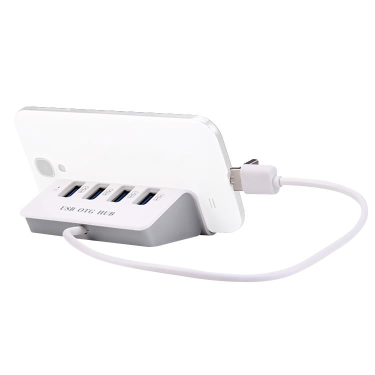 4-In-1 Micro Usb / Usb To 4 Usb 2.0 Otg Docking Station With Stand