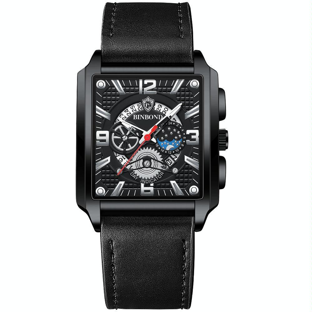 Vintage Square Men Quartz Watch with Multifunction and Luminous Display