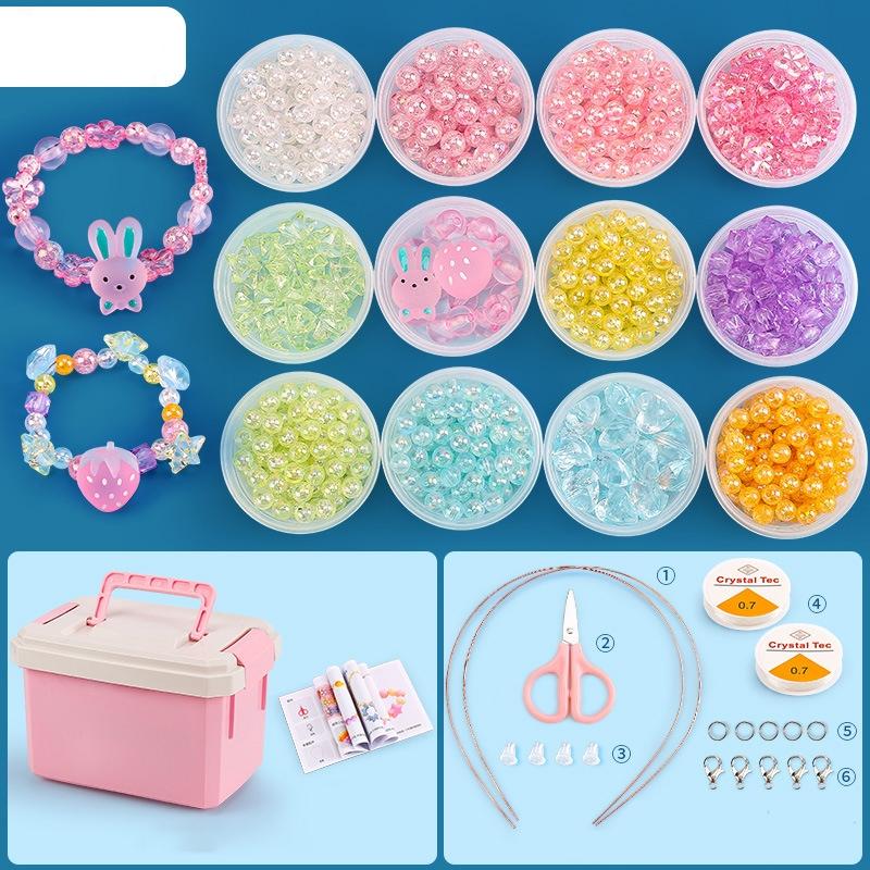 Diy Beaded Jewelry Set For Kids 12 Pink Rabbit Cups