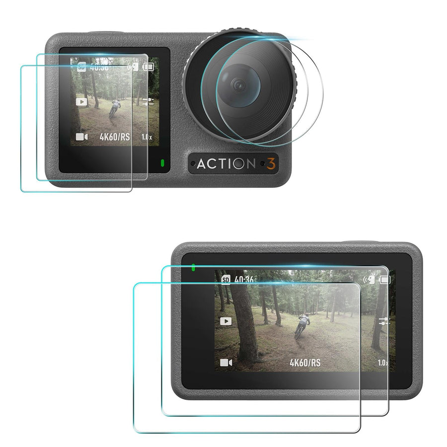 2-pack 3-in-1 Tempered Glass Screen Protectors for Front and Back Lenses
