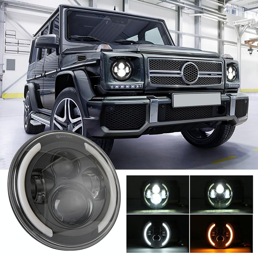 7 Inch H4 / H13 Dc 9V - 30V 3000Lm 3000K - 6000K 25W Car Round Shape Led Headlight Lamps For Jeep Wrangler With Angel Ey
