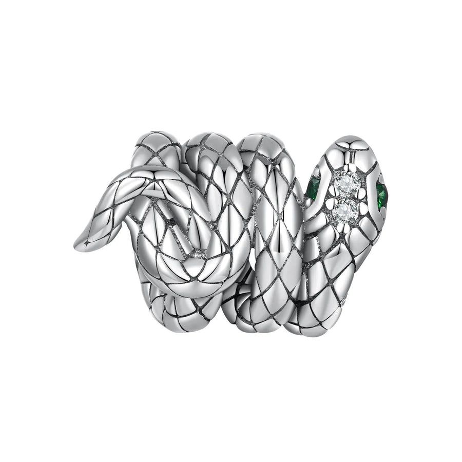 925 Sterling Silver Coiled Snake Pendant For Diy Bracelets