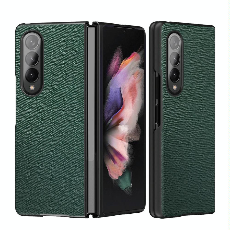 For Samsung Galaxy Z Fold4 5G Foldable Cross Pattern Phone Case - Foldable Design - Green