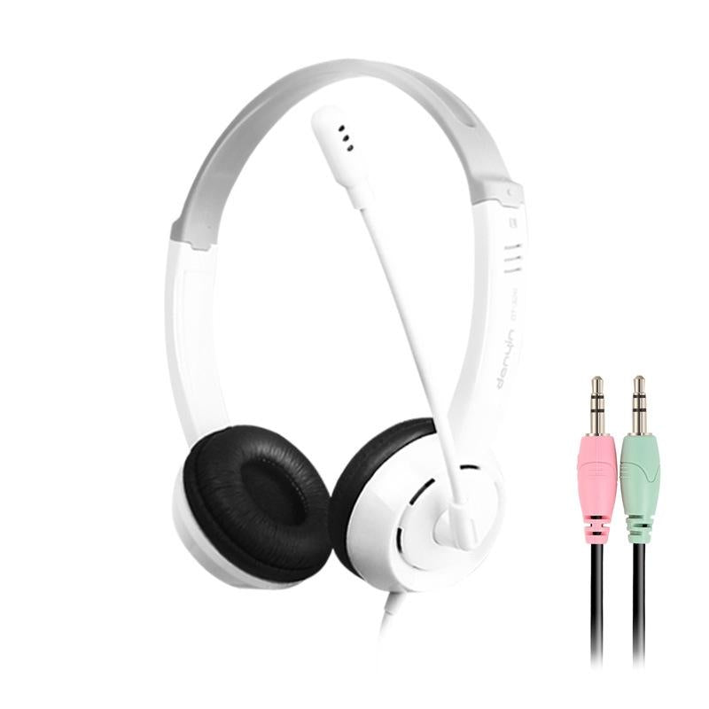 Head-Mounted Children'S Learning Headset With Mic 1.8M Cable 3.5Mm - White