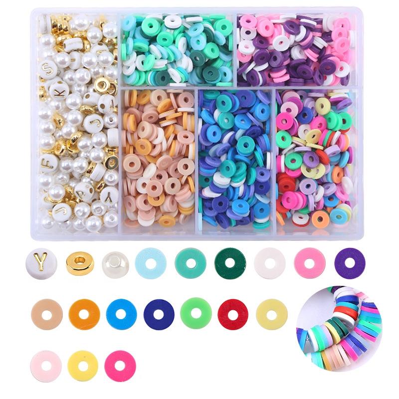 6 Piece Soft Pottery Beading Set For Diy Bracelets & Necklaces - Mixed