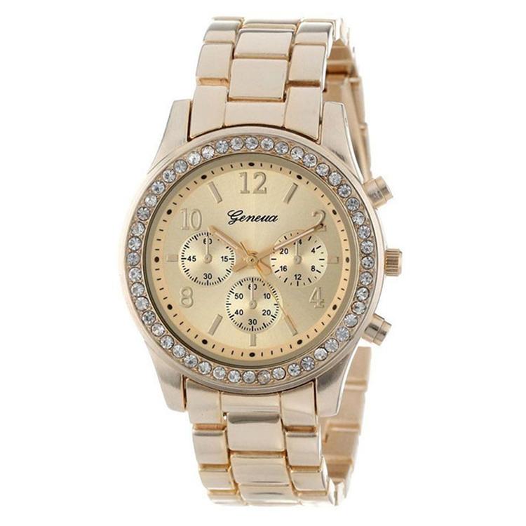 Stainless Steel Diamond Women Belt Watch - Alloy - Gold With Diamond