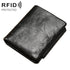 Men Rfid Leather Tri-fold Wallet - Genuine Leather - Black