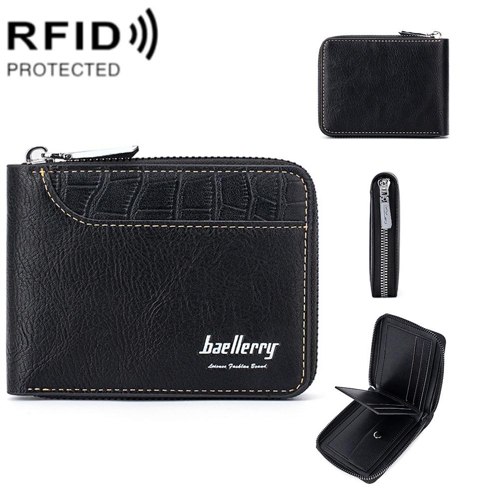 Secure Rfid Blocking Short Wallet - Anti-theft - Black