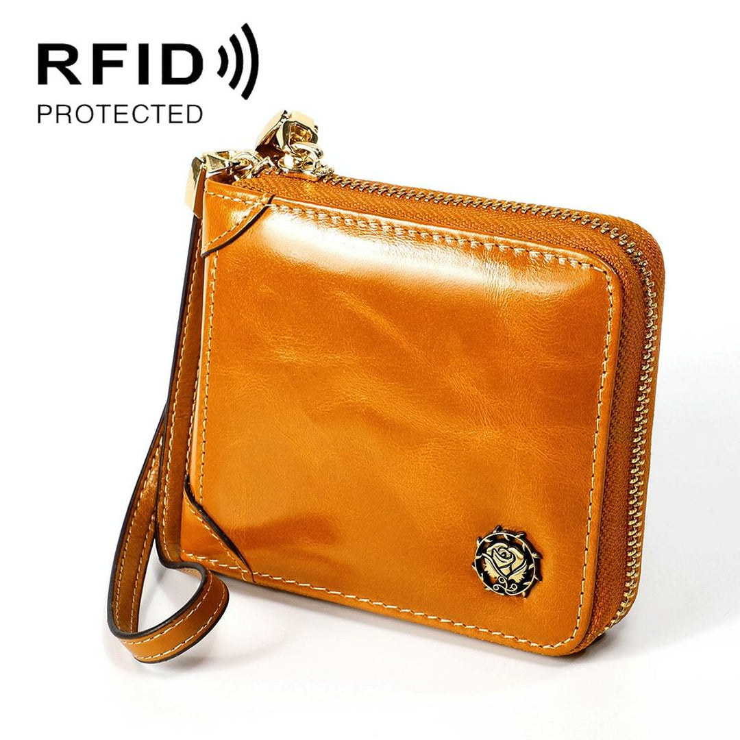 Rfid Leather Wallet with Lanyard - Multi-functional - Yellow
