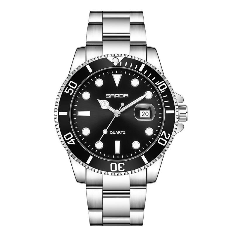 Personalized Men Quartz Wristwatch - Steel Belt - Black