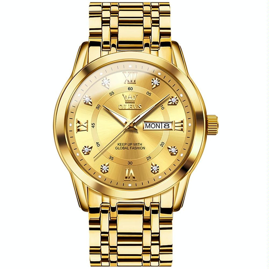Waterproof Luminous Quartz Watch for Men - Business Style - Gold