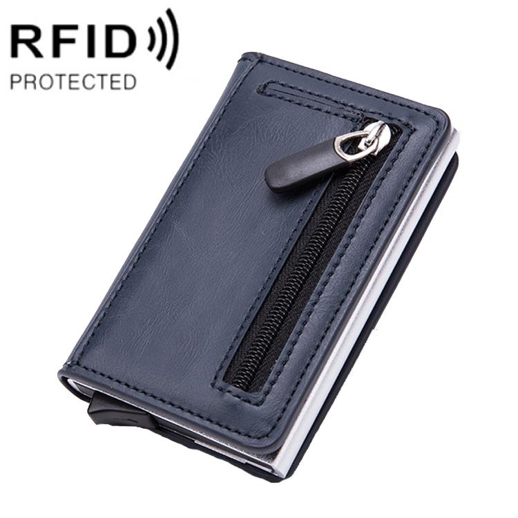Stainless Steel Rfid Credit Card Holder - Compact Design - Blue