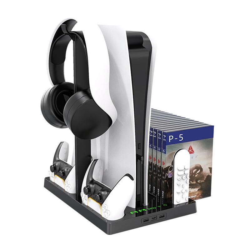 Ps5 Cooling Fan Base with Charging Stand and Disc Holder - Black