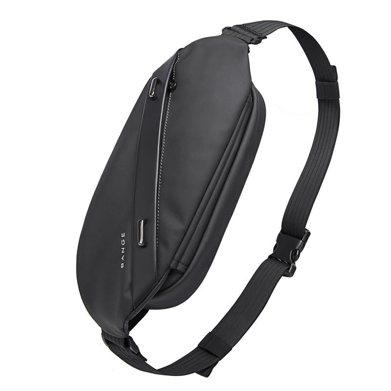 Waterproof Men Business Chest Bag Functional Messenger Bag - Black