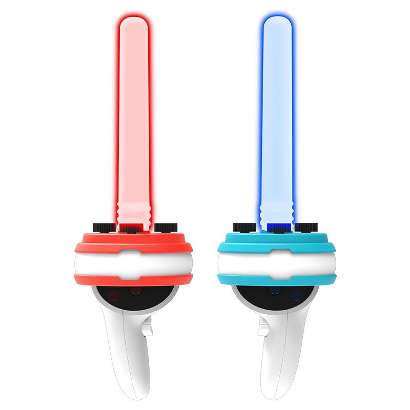 Meta Quest Handle Lightsaber Pair with Vr Motion Rhythm - Red / Blue