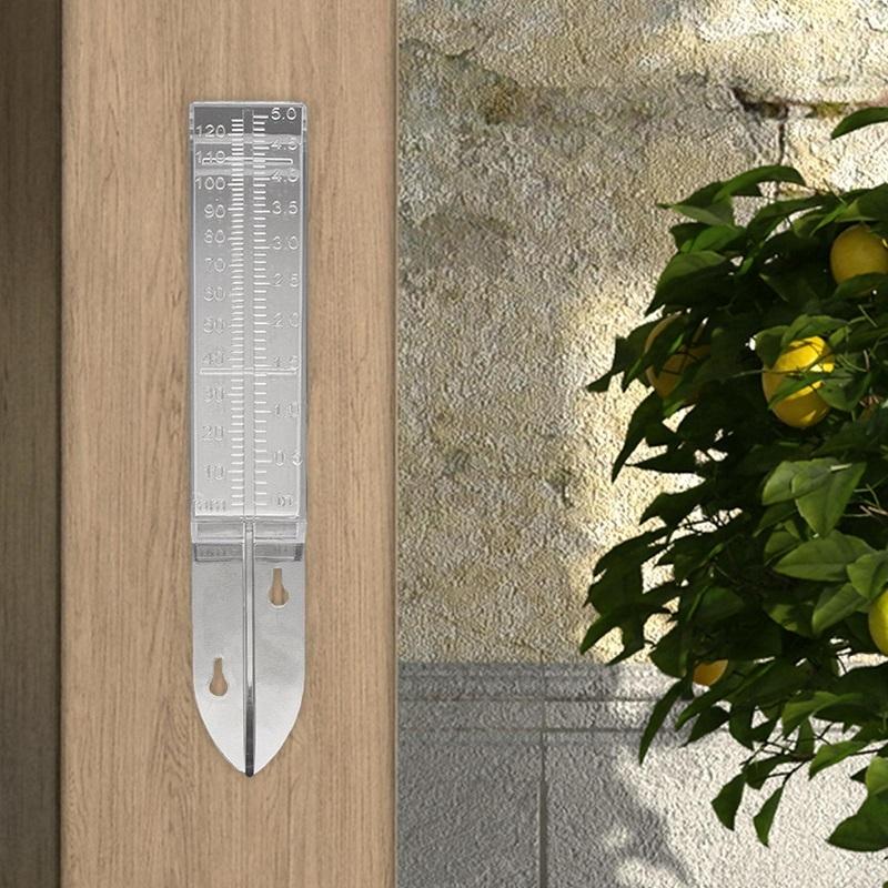 Outdoor Garden Rain Gauge - Transparent Plastic - 25x4.5x2.7cm