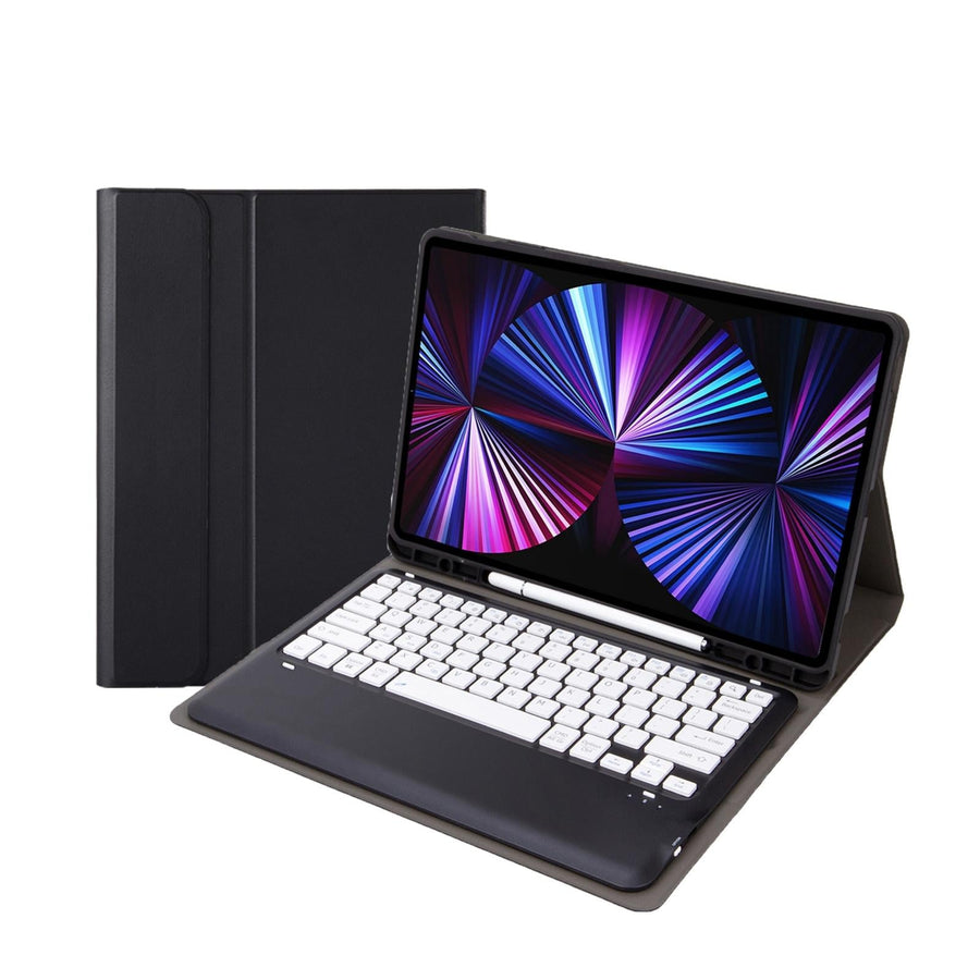 Detachable Bluetooth Keyboard Leather Case For Ipad Pro 12.9 2021 / 2020 / 2018 With Pen Slot - Black