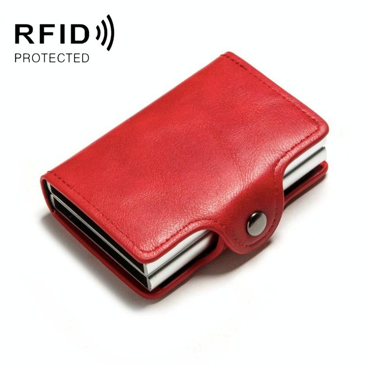 Automatic Pop Up Rfid Metal Card Holder - Red