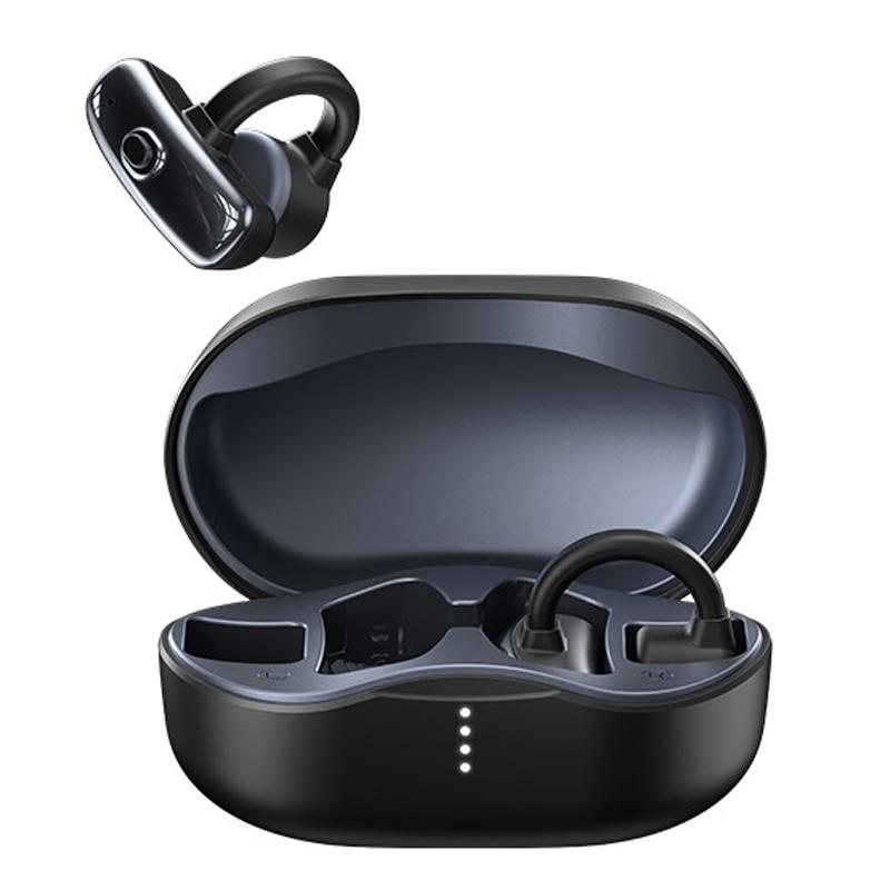 Wireless Bone Conduction Earphones - Openbuds Clip-on for Sports - Black