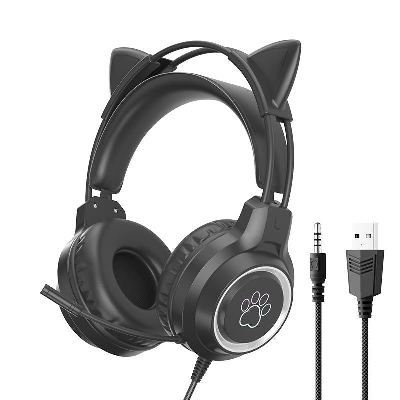 Rgb Cat Ear Gaming Headset - Black