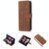 Samsung Galaxy z Fold 4 Leather Phone Case with Pen Slot - Horizontal Flip - Brown