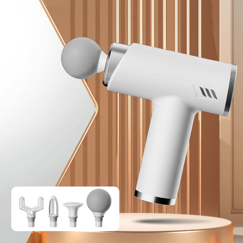 Silent Fascia Gun For Muscle Relaxation - High Frequency Vibration Massager - White