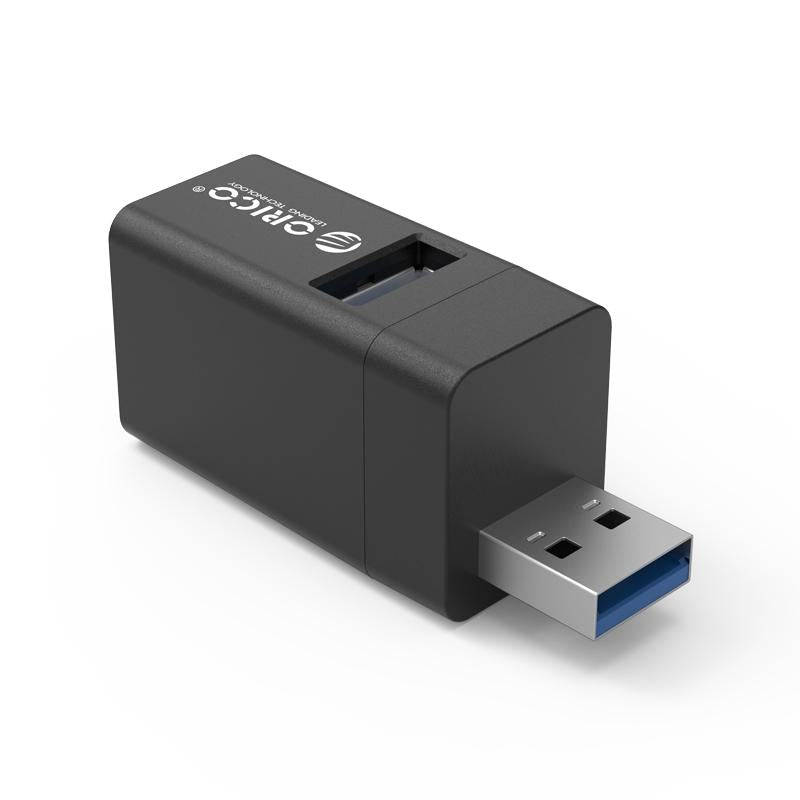 3-In-1 Usb Aluminum Mini Hub Adapter - Black