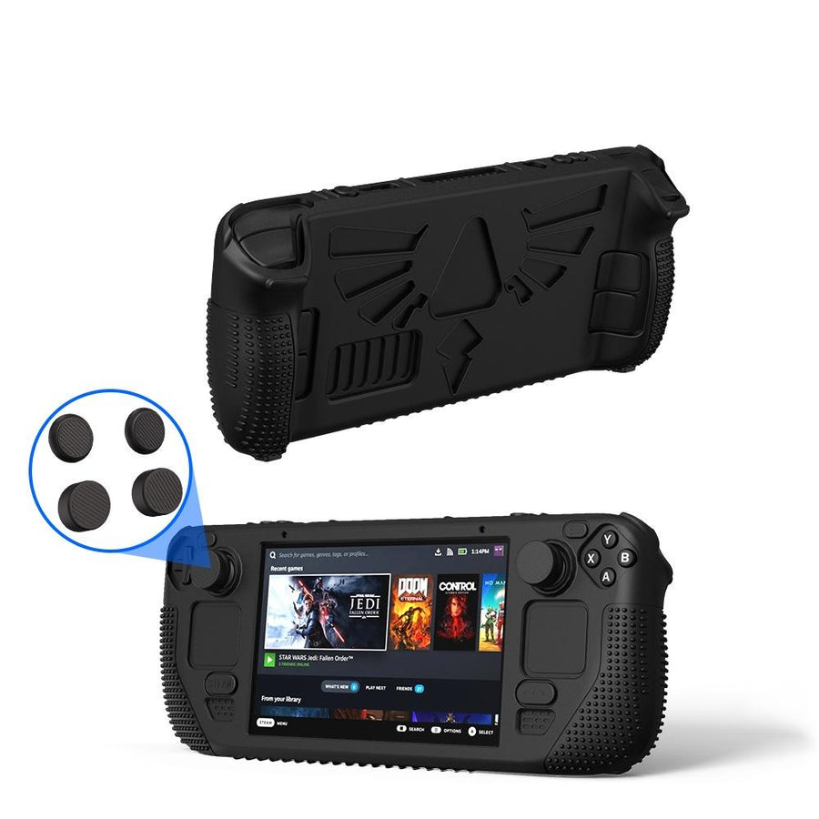 Silicone Protective Case with Holder for Steam Deck v V4-1 Pocket Consoles - Black