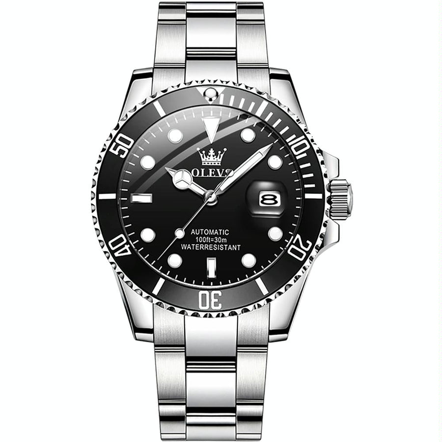 Waterproof Mechanical Watch for Men with Luminous Dial - Black