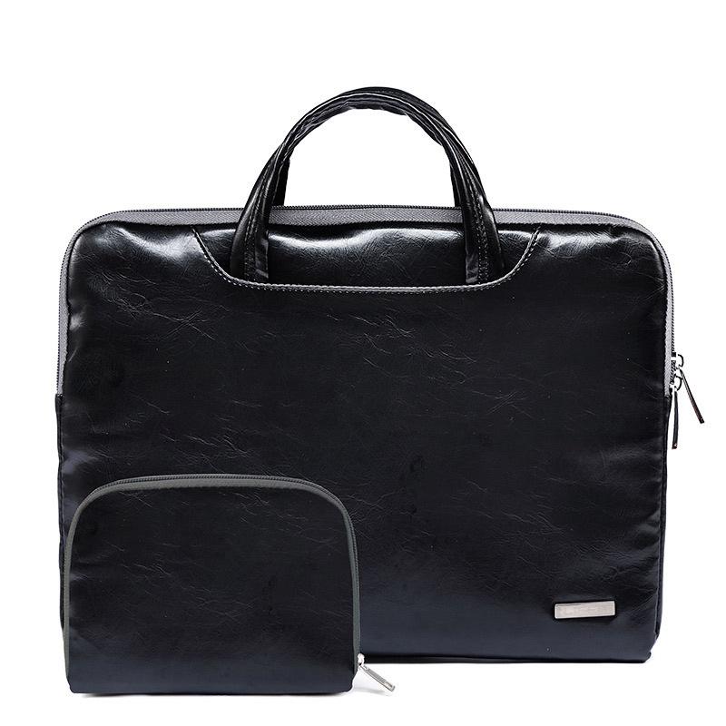 11.6 Inch Simple Business Laptop Bag with Liner - Ls-116 - Pu Black