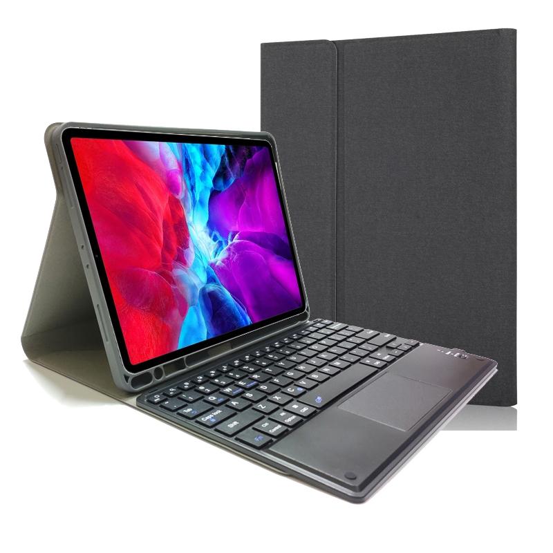 Bluetooth Keyboard Tablet Case For Ipad Pro 11 - Detachable Touch Leather Holder Pen Slot - Black
