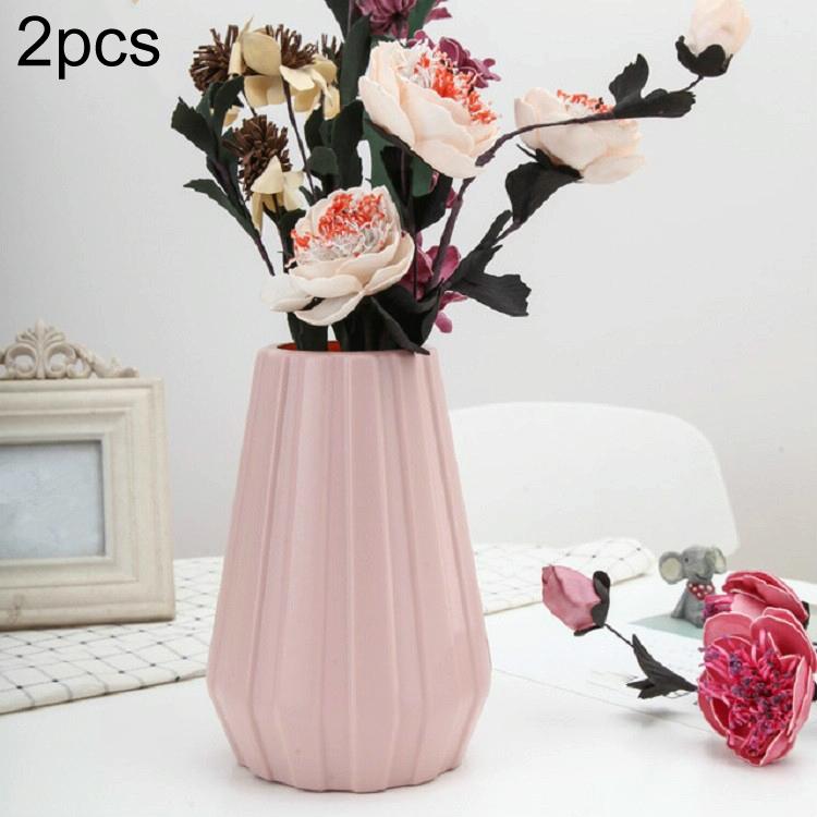 2-piece Plastic Vase for Creative Flower Arrangements - Pink