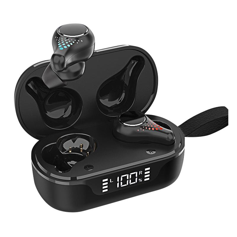 Waterproof T8 Wireless Bluetooth Earbuds with Led Display - Black