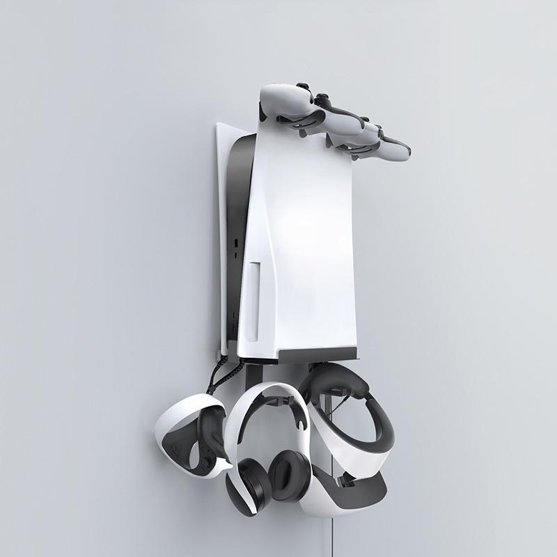 Wall-Mounted Bracket For Ps5 Console With Controller Vr Glasses And Headphone Storage - Black