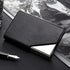 Stainless Steel Business Card Holder Men Leather Clamp - Black