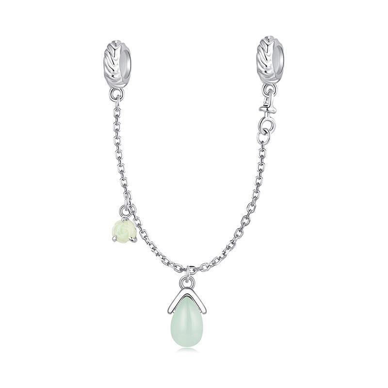 925 Sterling Silver Water Drop Safety Chain Bracelet