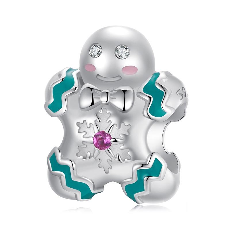 925 Sterling Silver Gingerbread Man Bracelet Charm