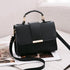 Women Small Leather Shoulder Bag - Flap Crossbody Messenger - Black