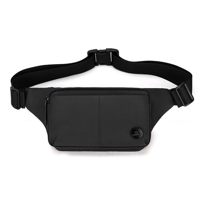 Lightweight Sports Chest Bag For Travel And Leisure Outdoor Waist Pack With Shoulder Strap - Black