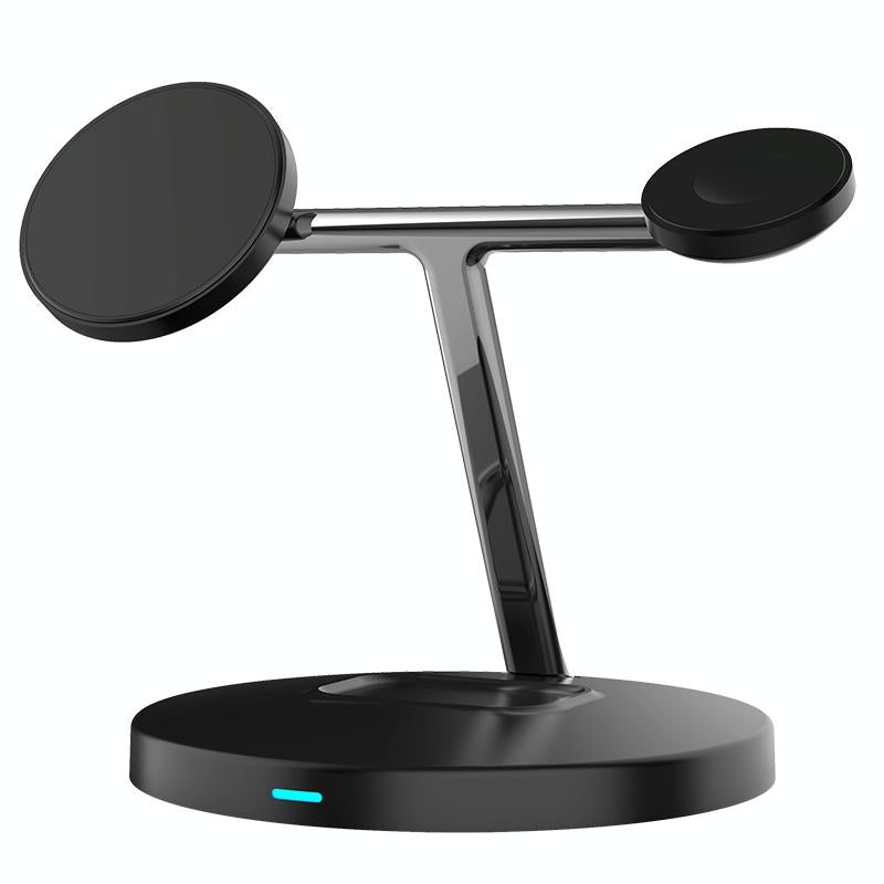 3 In 1 Magnetic Wireless Charger For Mobile Devices - Black